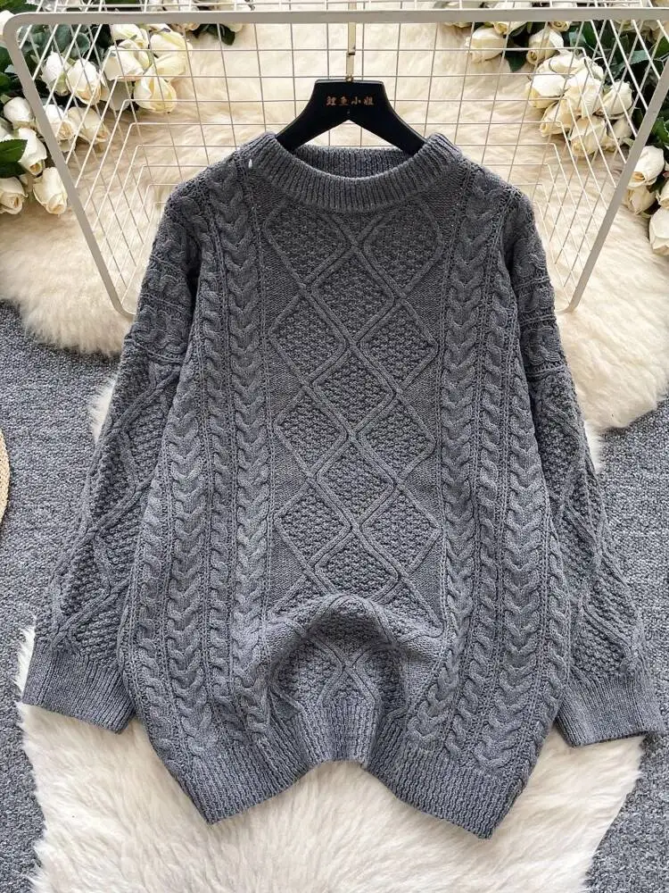 

Sweaters Women Autumn Winter Lazy Style Casual Pullover Knits Top Female Loose Long Sleeve Streetwear Korean Top