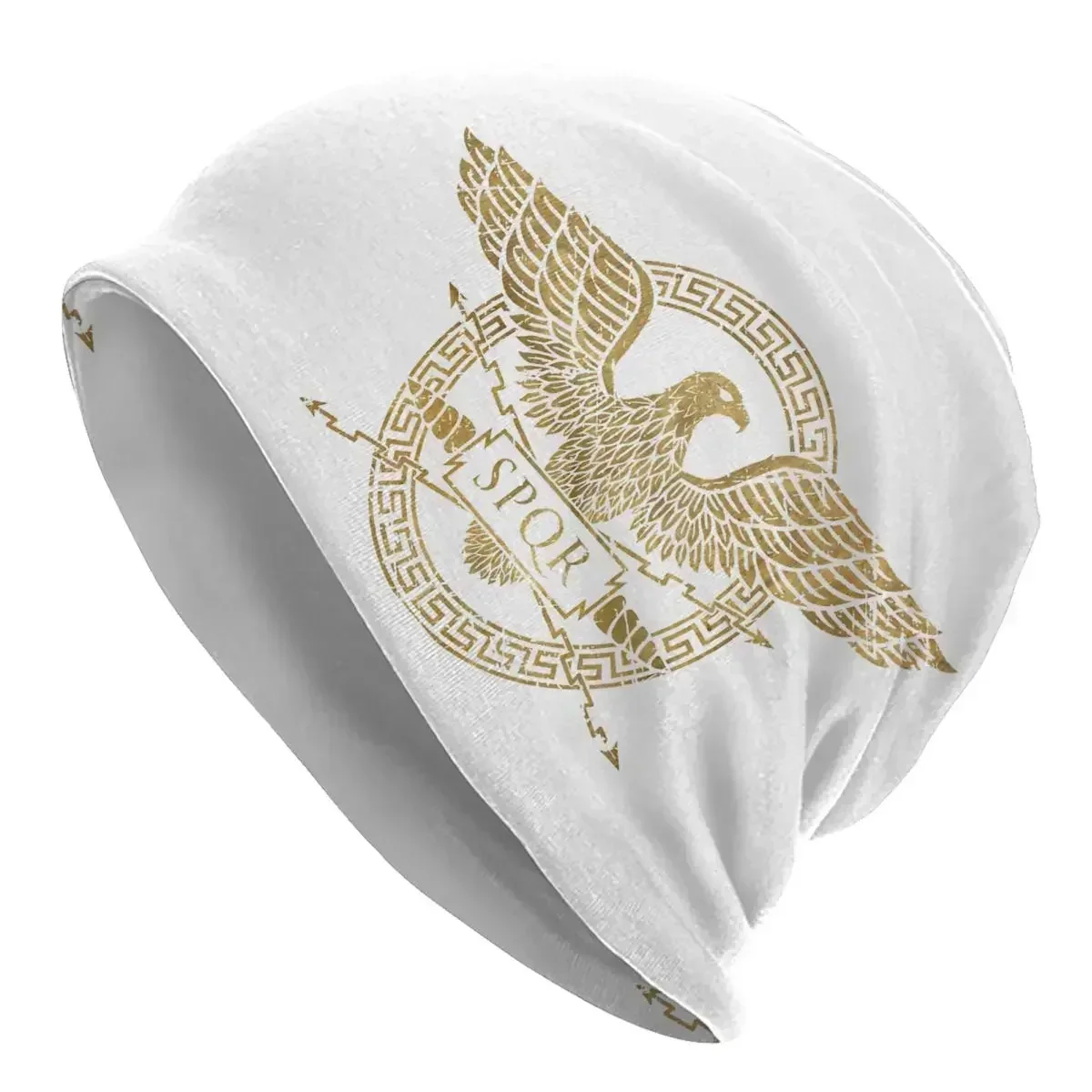 Roman Empire Emblem Bonnet Beanie Knitted Hat Coat Of Arms Gladiator Imperial Golden Eagle Warm Winter Skullies Beanies Caps