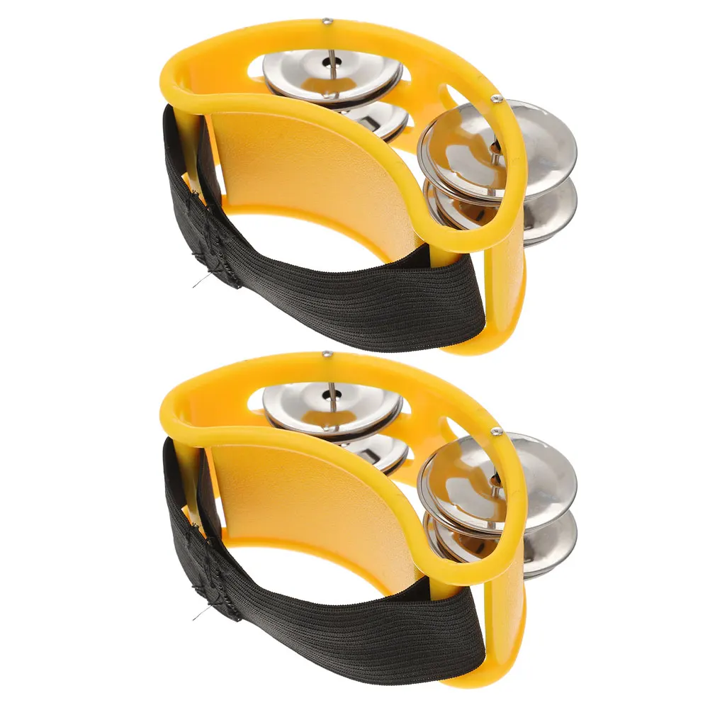 

2pcs Foot Tambourines Dual Row Foot Bell Shaker Durable Stable Material Rich Sound Stylish Red Percussion Instrument For Band
