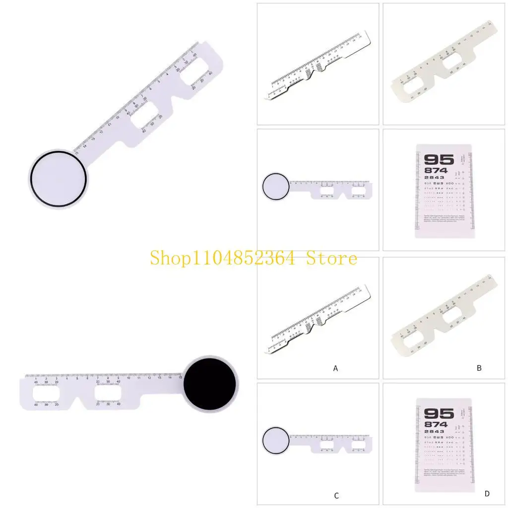 Visual Acuity Exam & PD Measurement Tool Double Side Eye Chart / PD Ruler / Eye Occluder Eye Chart for Test