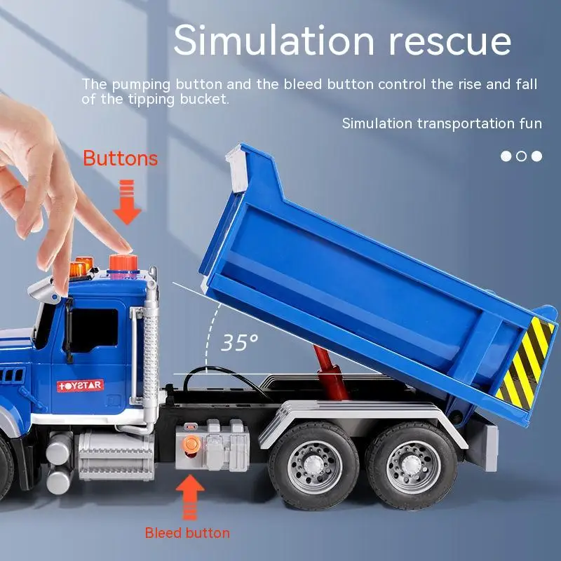 Large Simulation Engineering Vehicle Sound Cool Light Inertia Power Dump Truck Collection Decoration Model Children's Toy Gift