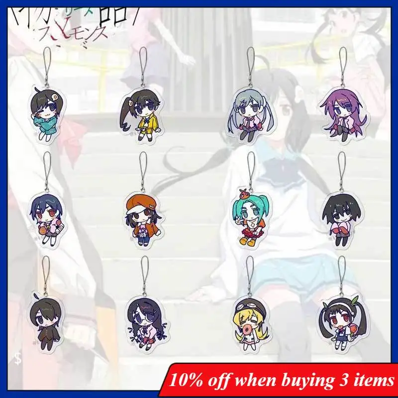 

Anime Peripherals Shinobu Oshino Figure Acrylic Keychain Mayoi Hachikuji Figurine Acrylic Pendant Koyomi Araragi Decoration Toys