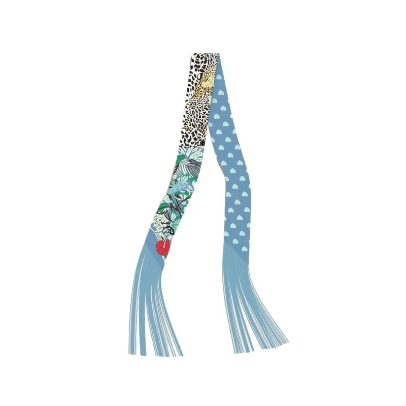 Long fringed scarves, bag trims, and versatile decorative satin hairbands image 6