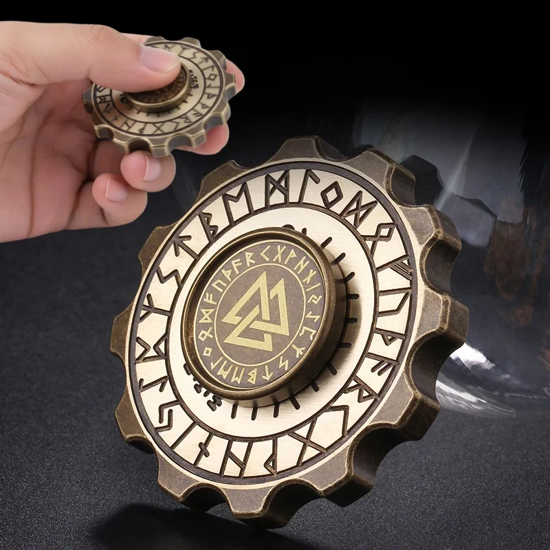 مضحك على الوجهين الفايكنج القراصنة الرجعية النحاس EDC الإصبع الدوران المعادن الضغط لعبة الاصبع هدية الكبار