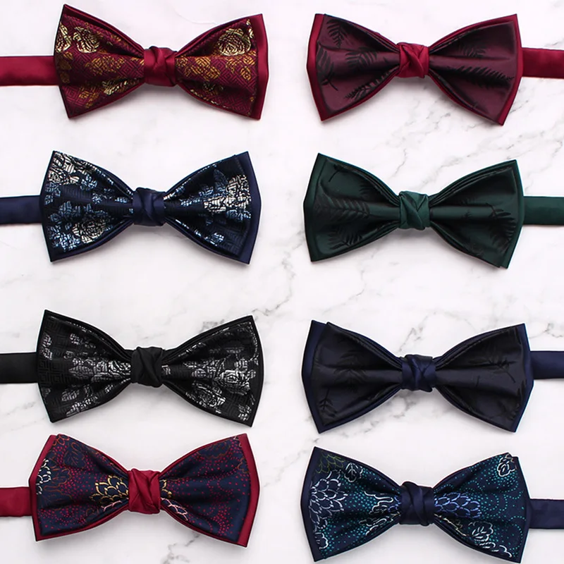 

Colorful bow tie for men's retro double layered bow, groom's wedding bow tie