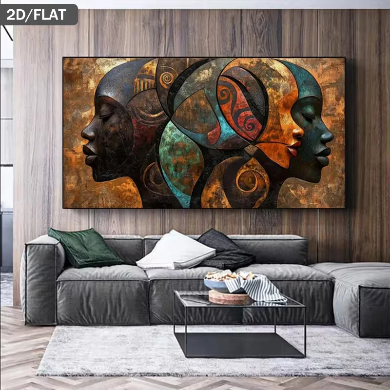 1pc frameless Canvas Painting 1pc Modern Abstract Face Wall Art - Frameless Canvas Painting Suitable for Living Room & Bedroom -