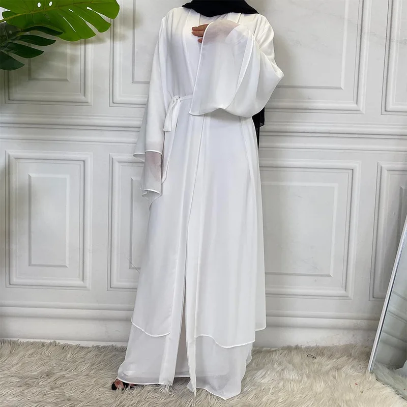 Chaomeng-Abaya abierta de gasa de Ramadán para mujer, caftán musulmán de Dubái y Turquía, Kimono modesto, caftán marroquí, ropa islámica