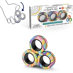 Anneau Magnétique Arc-en-ciel pour Toupie Rotative du Bout des Doigts, Fidget Spinner, Anlande Soulignée, Jouets pour Enfant, Cadeaux, 3 Pièces/Ensemble