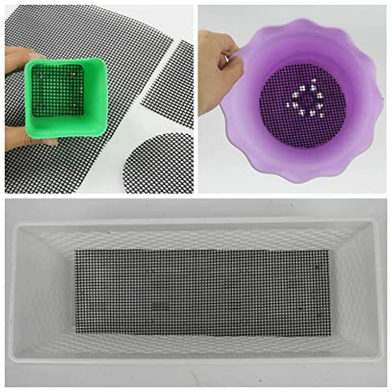 Flower Pot Hole Grid Mat Bottom Grid Mat 4 Inch x 12 Inch 5 Pieces of Gasket-Bonsai Drainage Net