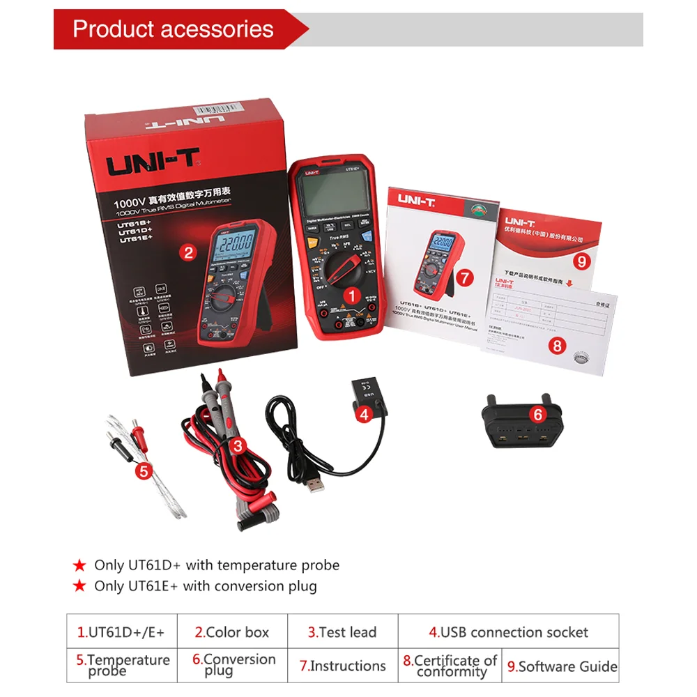 UNI-T UT61B UT61D UT61E Vmint multimeter Analóg Digitális Elektromos teszter 22000 counts Villamos műszerek Voltmérő professzionális multi Időmértékes verselés