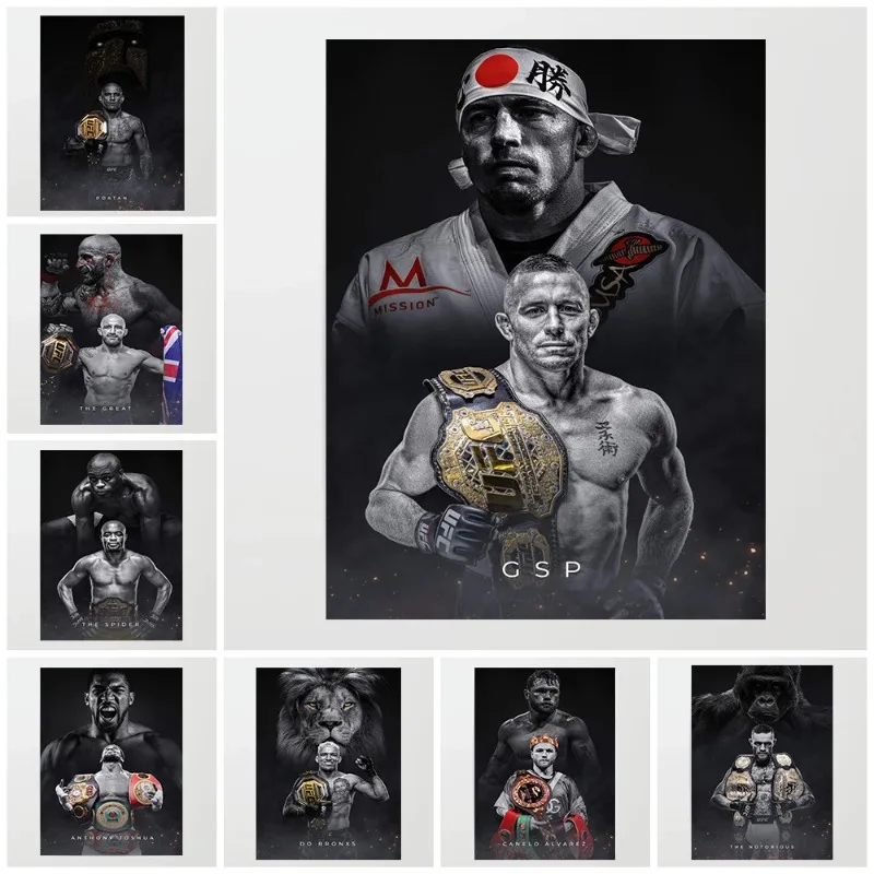 Boxing Poster Fighter Canvas Print Vintage Boxing Wall Art Motivational Home Gym Decor Bedroom Man Cave Unframed Gift Men Boys