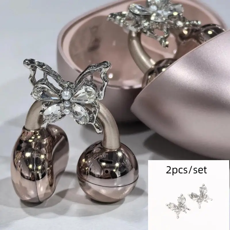 2pc Fashion Rhinestone Decor For Clip On Earbuds Open Ear Decorative Zirconia Earphone Accessories Removeable DIY Earphone Decor view 3