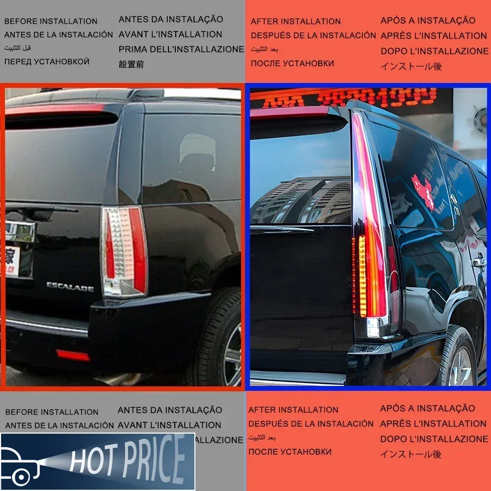 For Cadillac Escalade 2007-2014 Auto Back Lamps Factory High Quality LED Taillights Assembly Dynamic Turn Signal Accessories