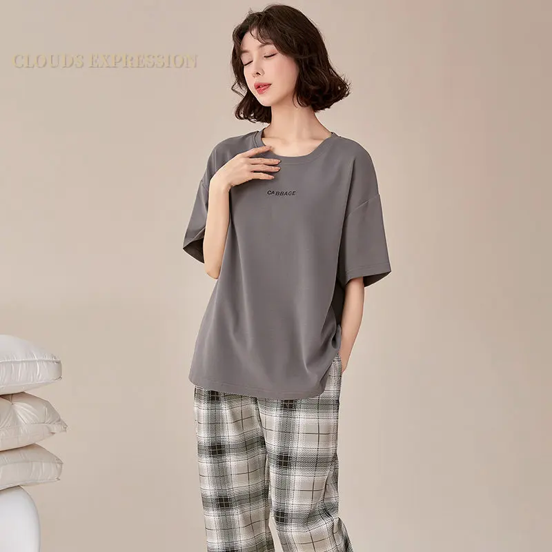 Big 5XL Pajama Sets Short Sleeved Drop Stitch Striped Knitted Cotton Sleepwear Elegant Women\'s Pajamas Lounge Home Pijama Mujer