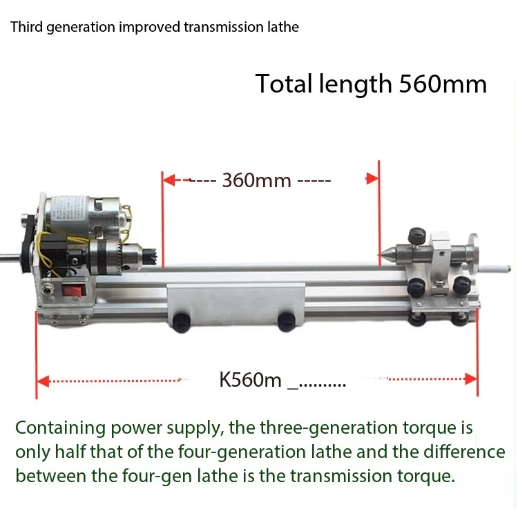 220V 280W High-Precision Mini Lathe, Stepless Speed Control Metal & Woodworking Lathe with Polishing Function – Beads Machine