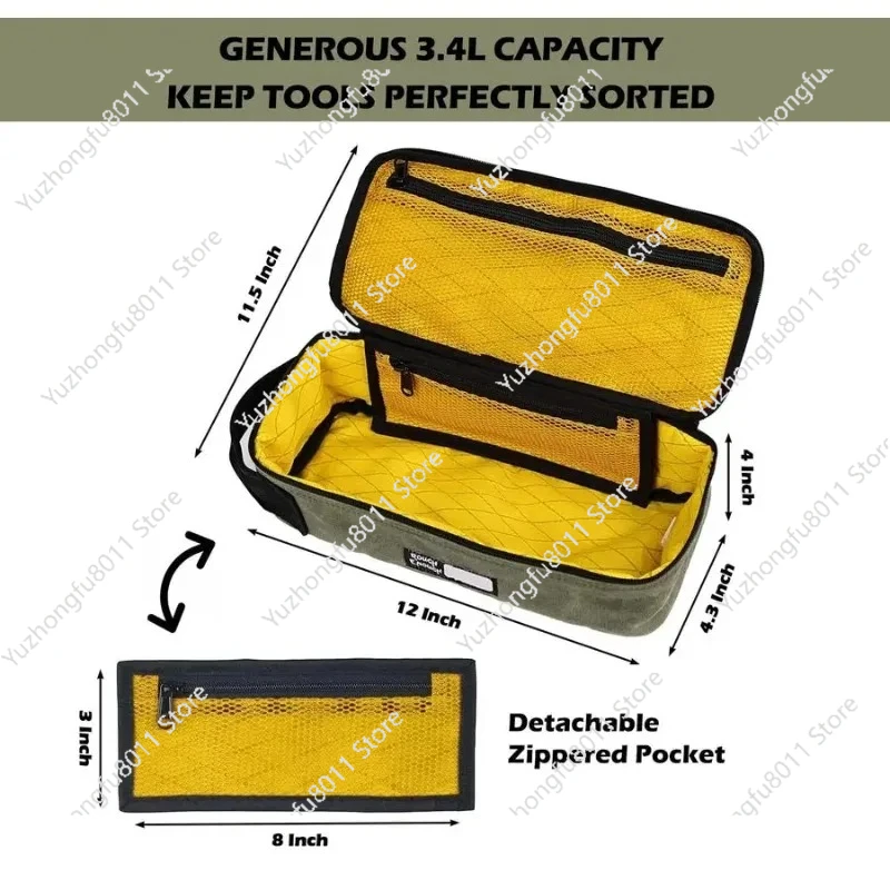 

12" Heavy Duty Canvas EDC Tool Bag Pouch Organizer with Handle Padded Lining