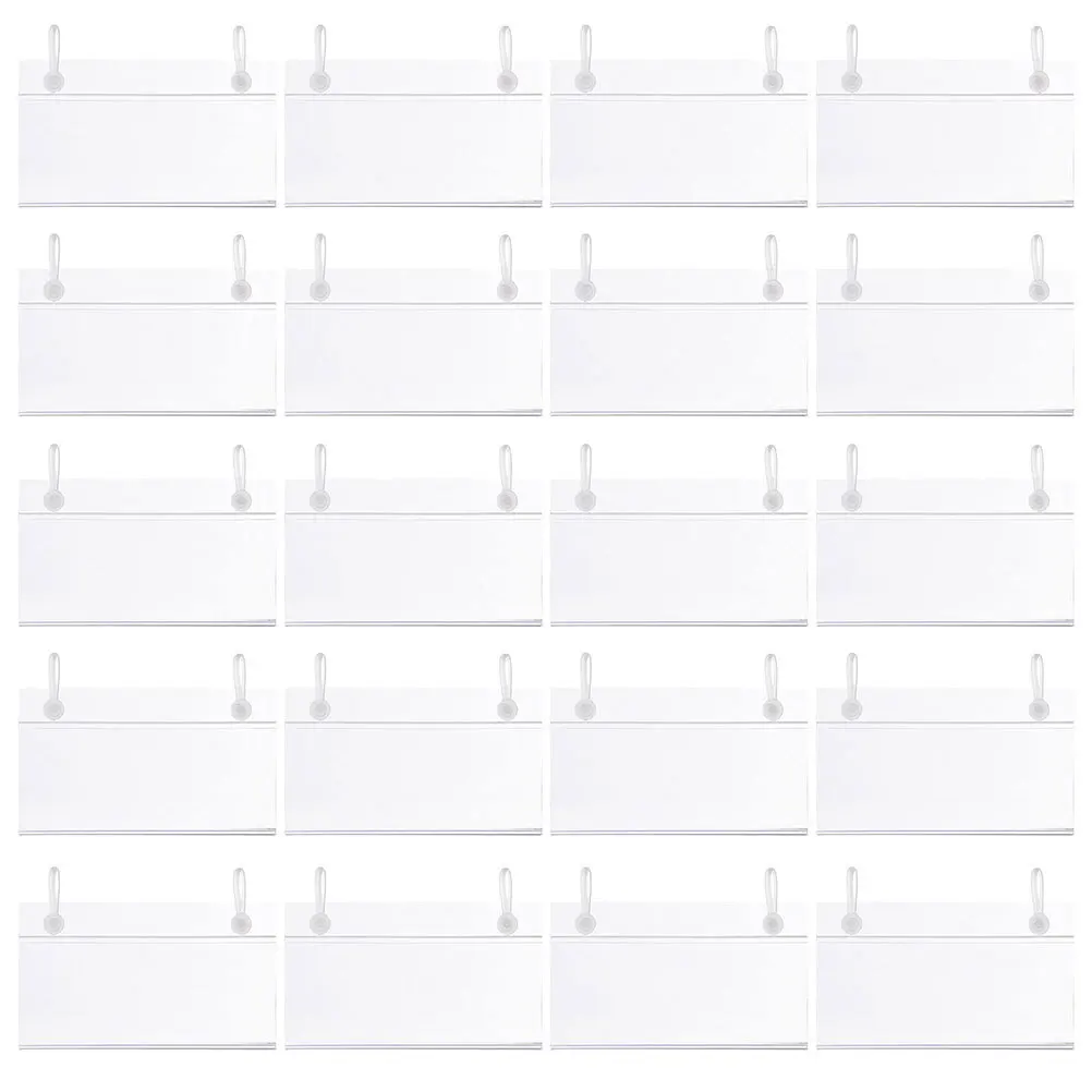 

50pcs Clear Plastic Label Holder 3.93" X 2.16" Shelf Sign Clips For Price Display Signs Supermarket Bakery Wire Rack Tag