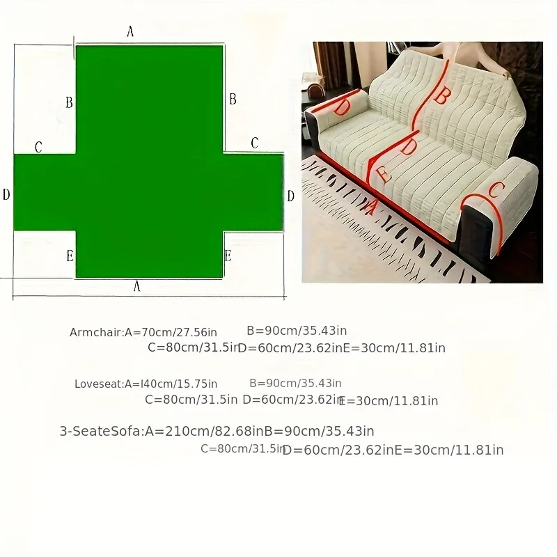 Whole Piece Anti-Slip Quilting Sofa Cover, Thick Warm Stripe Flannel for Winter Living Room Sofa Decor Sofa Towel Slipcover