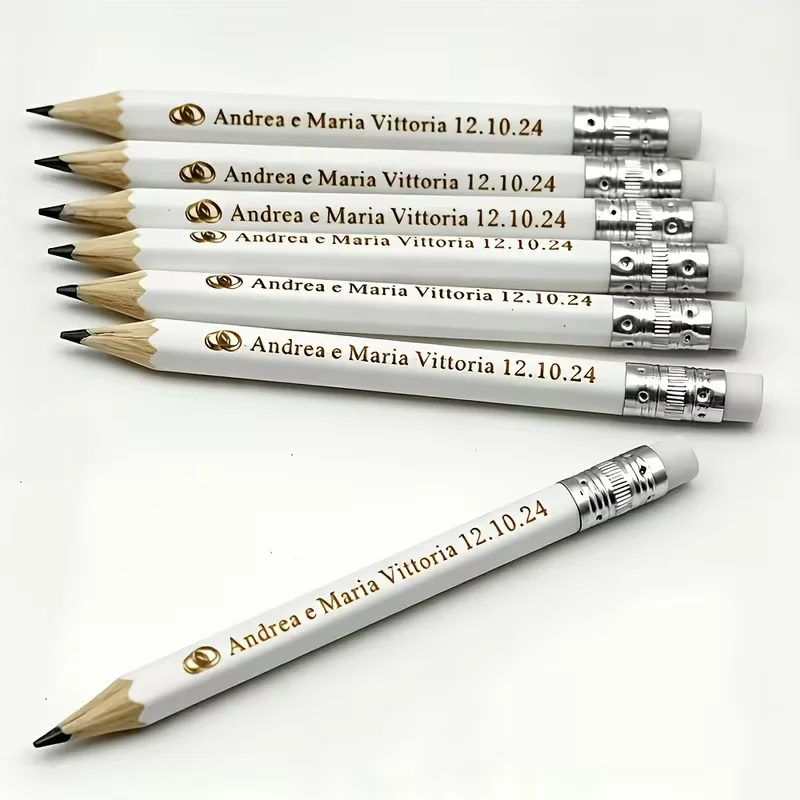 70/90/120/150/200 Pieces Custom High-Quality Wedding and Baptism Pencils with Personalized Engraving, Perfect for Back-To-School Season, Ideal for Wedding Favors, Baptism Games, and Guest Gifts. Bulk Orders Available with Class Activity and Company Logos