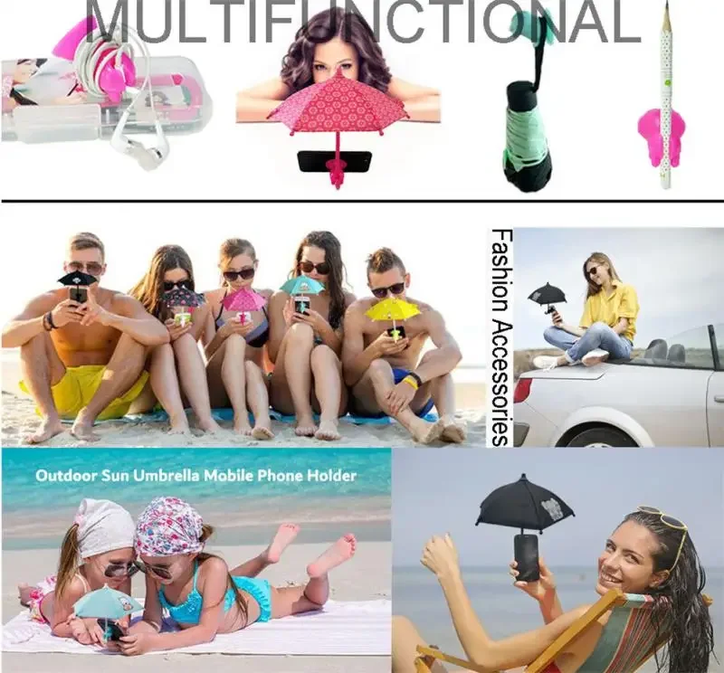 Universal Mini Umbrella Stand With Suction Cup Cell Phone Racks Cute Kawaii Outdoor Cover Sun Shield Mount For iPhone Holder New