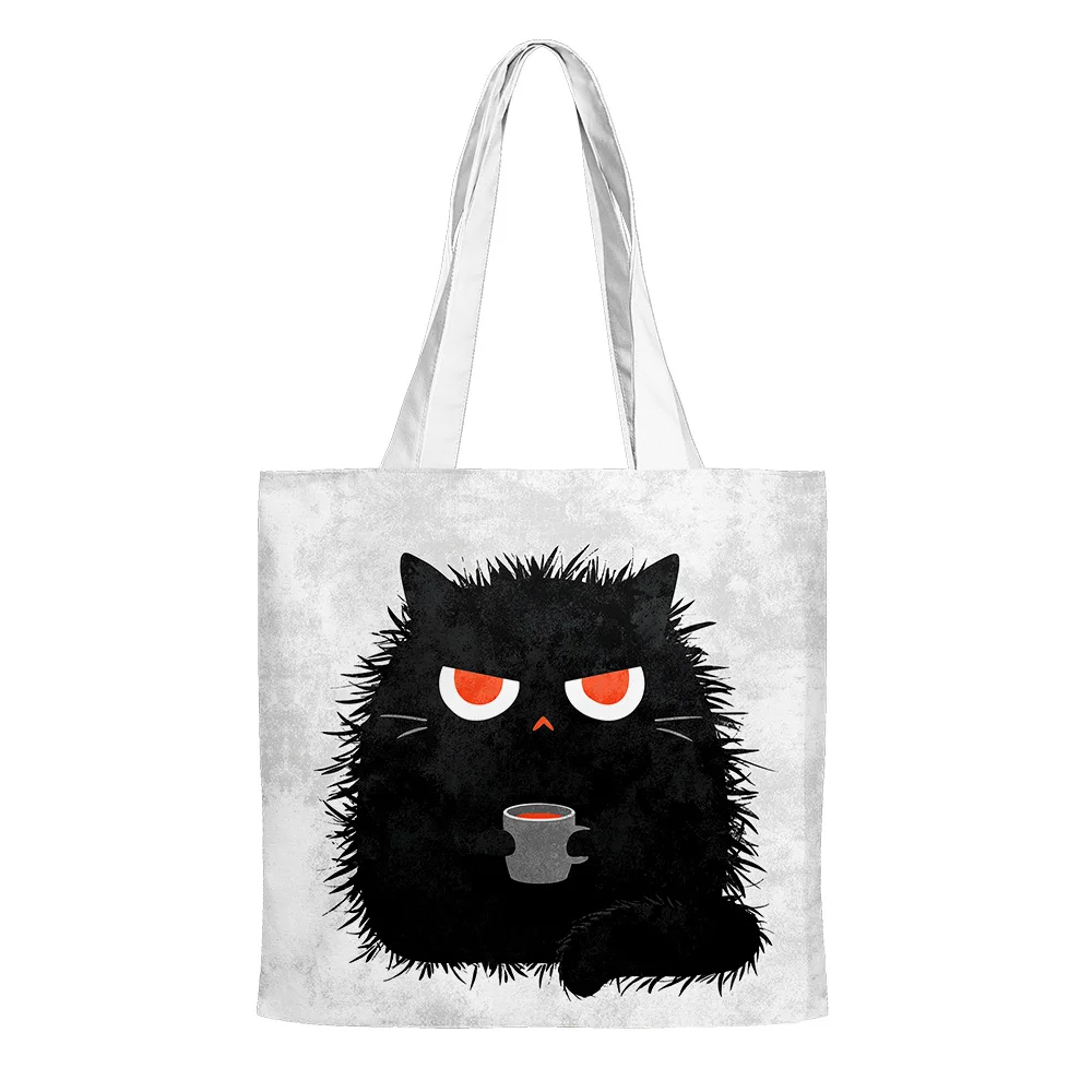 Sacs fourre-tout chat mignon, sac à bandoulière unisexe drôle, sacs à main portables oxford pour amoureux des chats, sac de Shopping léger à la mode