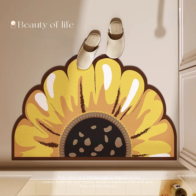 

Bathroom semi-circular diatom mud floor mat, bathroom door absorbent door mat, foot mat, bathroom non-slip carpet