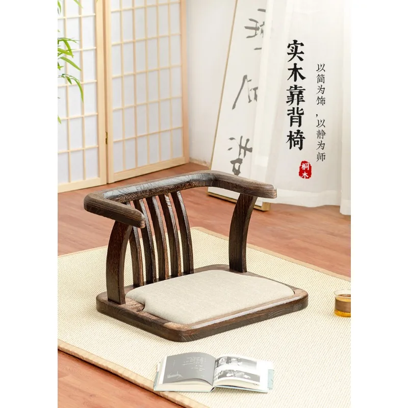 

bay window tatami backrest small chair sedentary and comfortable Japanese-style short seat balcony casual solid wood and room ch
