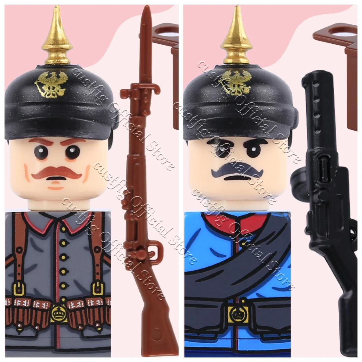 MOC Militär Armee Soldaten Figuren Zubehör Bausteine Infanterie Deutsche Preußische Tarnfarben Krieger Gewehr Bausteine Jungen Spielzeug Geschenk