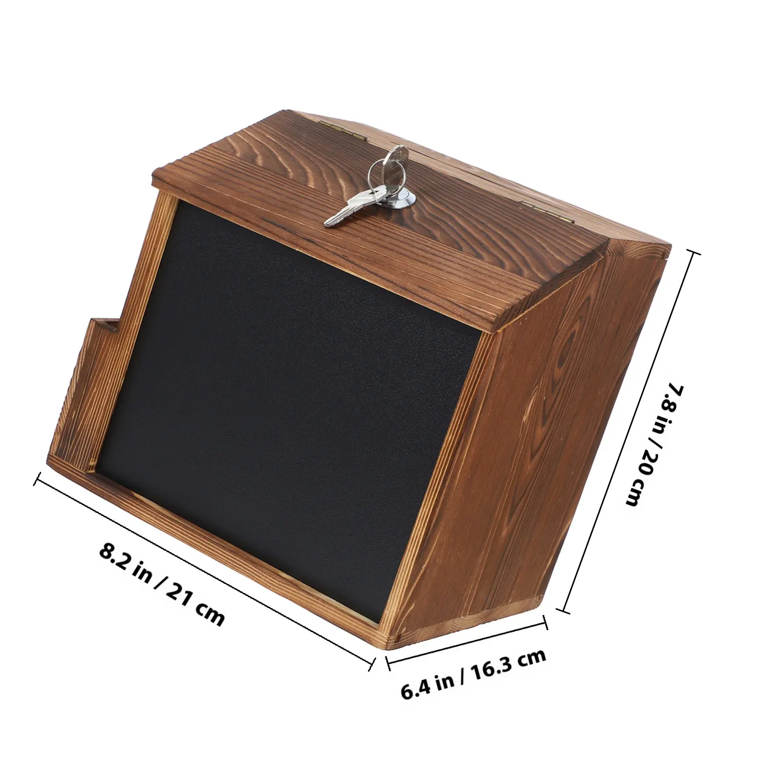 Wall Mount Wooden Suggestion Box with Lock Black Chalkboard for Donation Fundraiser Voting Ballot Tips Collection Secure Comment