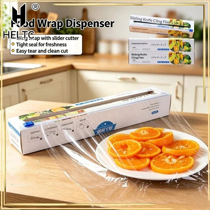 Plastic Food Wrap Made From PE Material Comes In A Roll With A Built-In Cutter Making Food Wrapping Easier