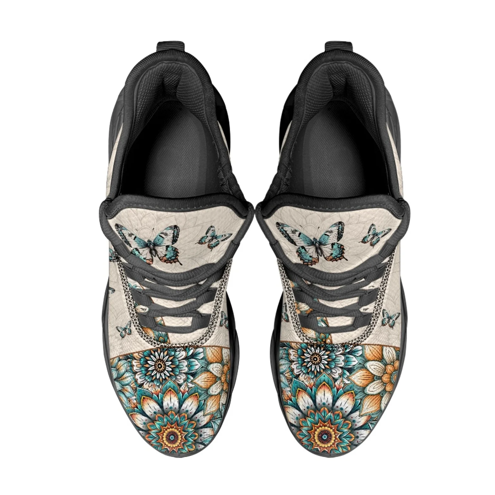 PENSTROLL Butterfly Mandala Breathable Running Shoes Men's Sneakers for Teens Lace-Up Men's Running Shoes