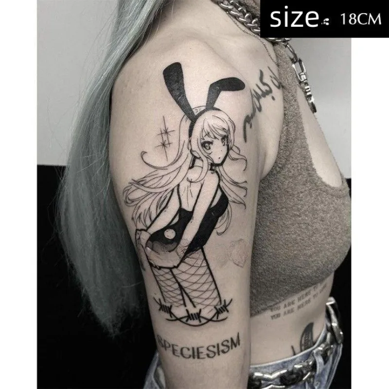 Anime Sakurajima Mai  Bunny Girl Temporary Tattoos BlackTransfer Tattoo Waterproof Fake Tatoo Stickers