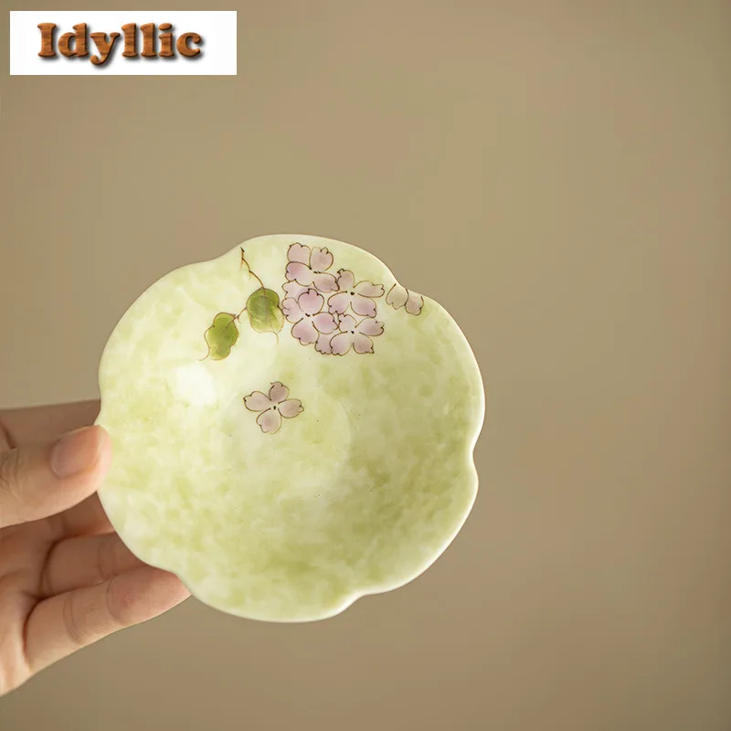 

2pc/lot Hand-painted Hydrangea Coasters Handmade Cup Mat For Coffee Cups Saucer Anti-scald Placemats Teacup Base Tea Items Craft