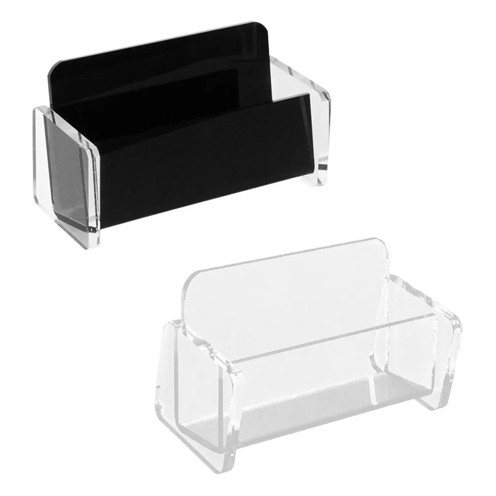 

2pcs Clear Acrylic Business Cards Holder Name Cards Organizer Large Capacity Storage Box Smooth Edge Desktop Office Supplies