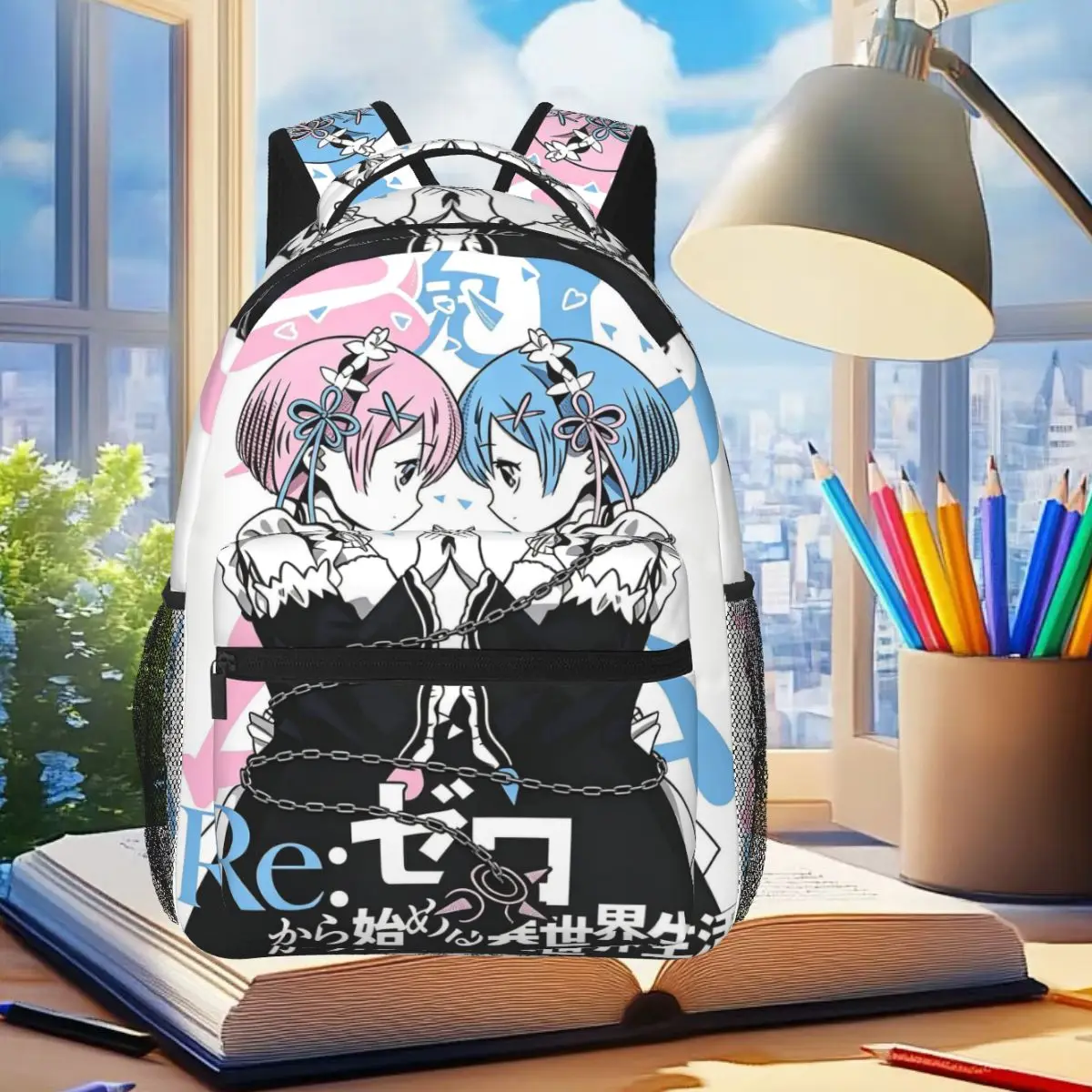 Rem Ram Re Zero Starting Life In Another World Anime Backpack Student Boys Girls BookBag Children School Bag Laptop Shoulder Bag