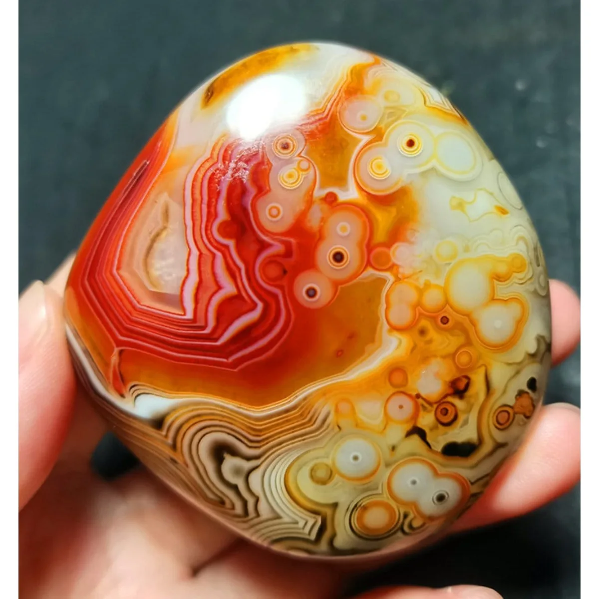 Natural Banded Agate Artisan Stone, Polished Tumbled, Chalcedony Beauty, Collector Gift, Crystal Collection, Table Display