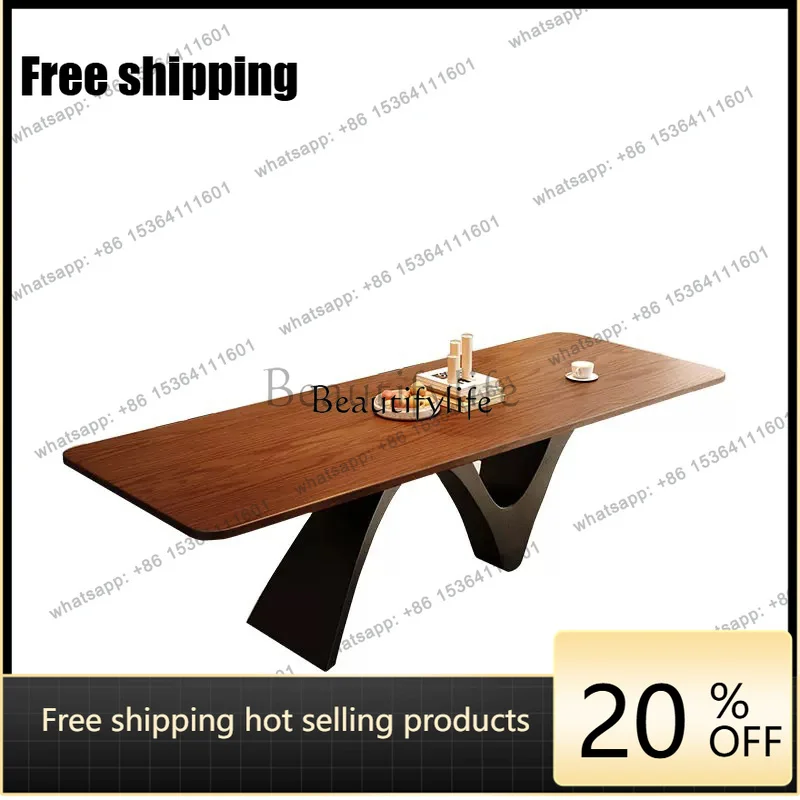 Factory Direct Nordic ash wood dining table cream style small apartment household log retro designer office desk
