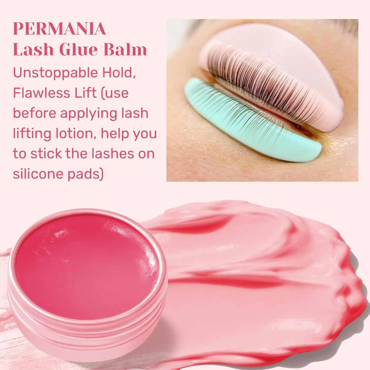 PERMANIA Lash Lift Glue Strawberry Eyelash Glue Balm For Eyelash Perming and Brow Lamination Lash Curling Adhesive For Home Use