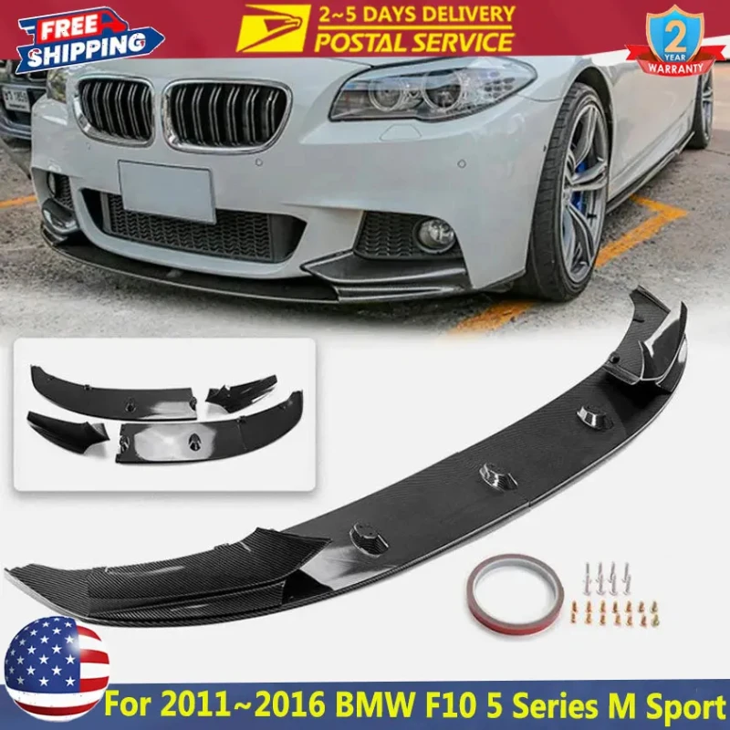 

Глянцевый черный передний бампер из углеродного волокна, спойлер, сплиттер для BMW F10 5 серии M Sport Style 535i 528i 2011 ~ 2016 автомобиля, передняя губа