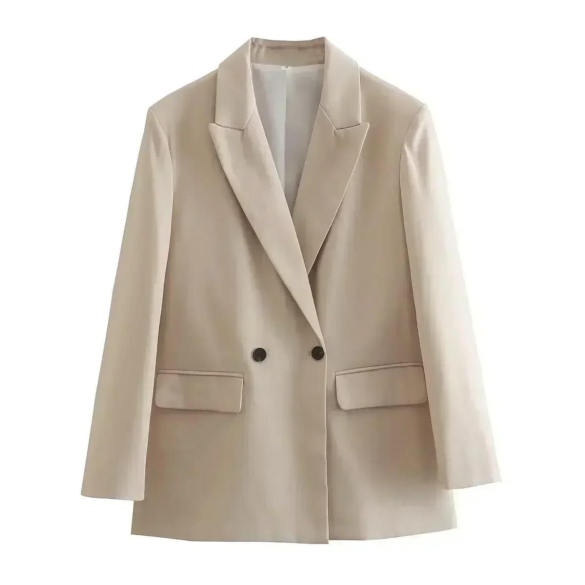 Blazer croisé décontracté pour femme, manteau vintage à manches longues, décoration de poche rabattable, mode féminine, nouveau, 2023