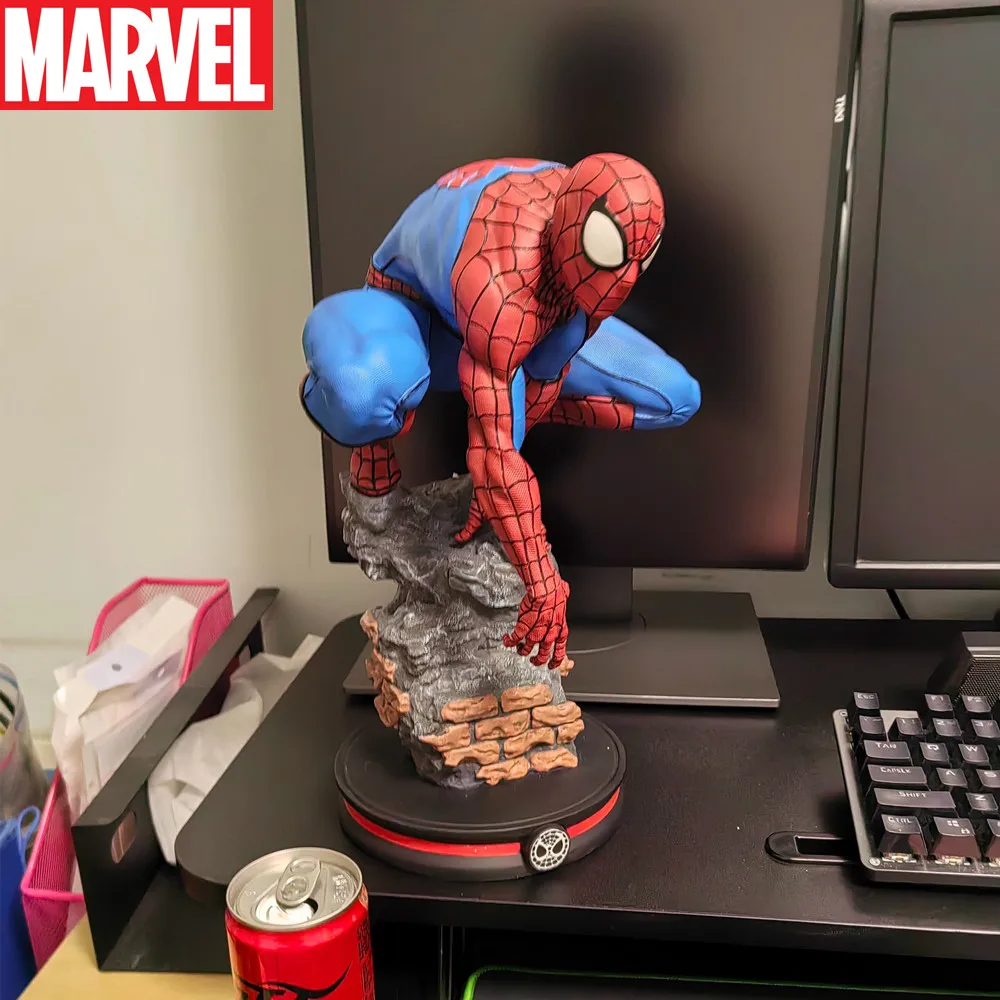 

33cm Marvel Spiderman The Avengers Gk Comic Version Scene Statue Solid Resin Model Figures Collect Ornaments Toy Friend Gifts