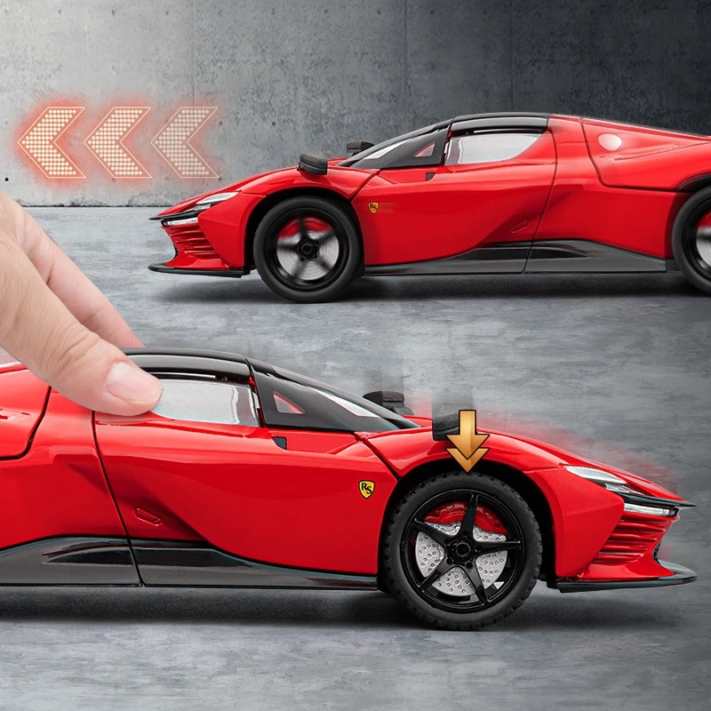 1:22 SP3 Modello di auto sportiva Pressofuso in metallo Modello di auto da corsa Simulazione Suono Luce Giocattolo per bambini Regalo