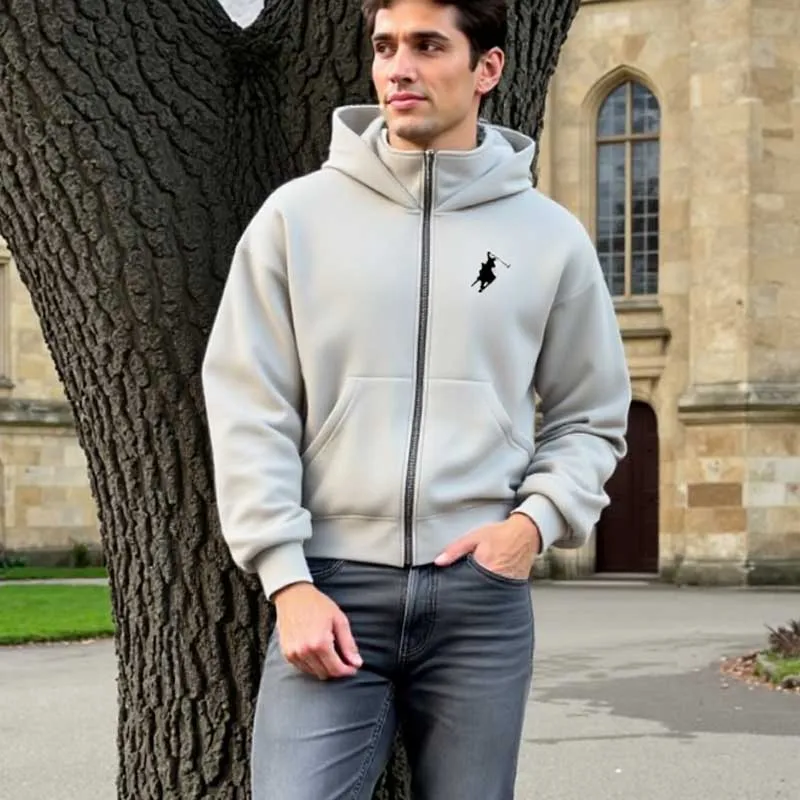 

Men's autumn and winter zippered long-sleeved double-hooded sweatshirts, outdoor fitness pullovers and hooded sweatshirts