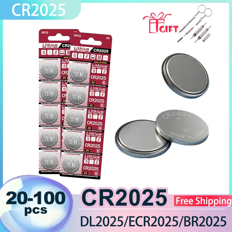 

Lithium Button Coin Battery CR2025 DL2025 BR2025 KCR2025 3V 150mAh Quick Ship for Car Remote Control