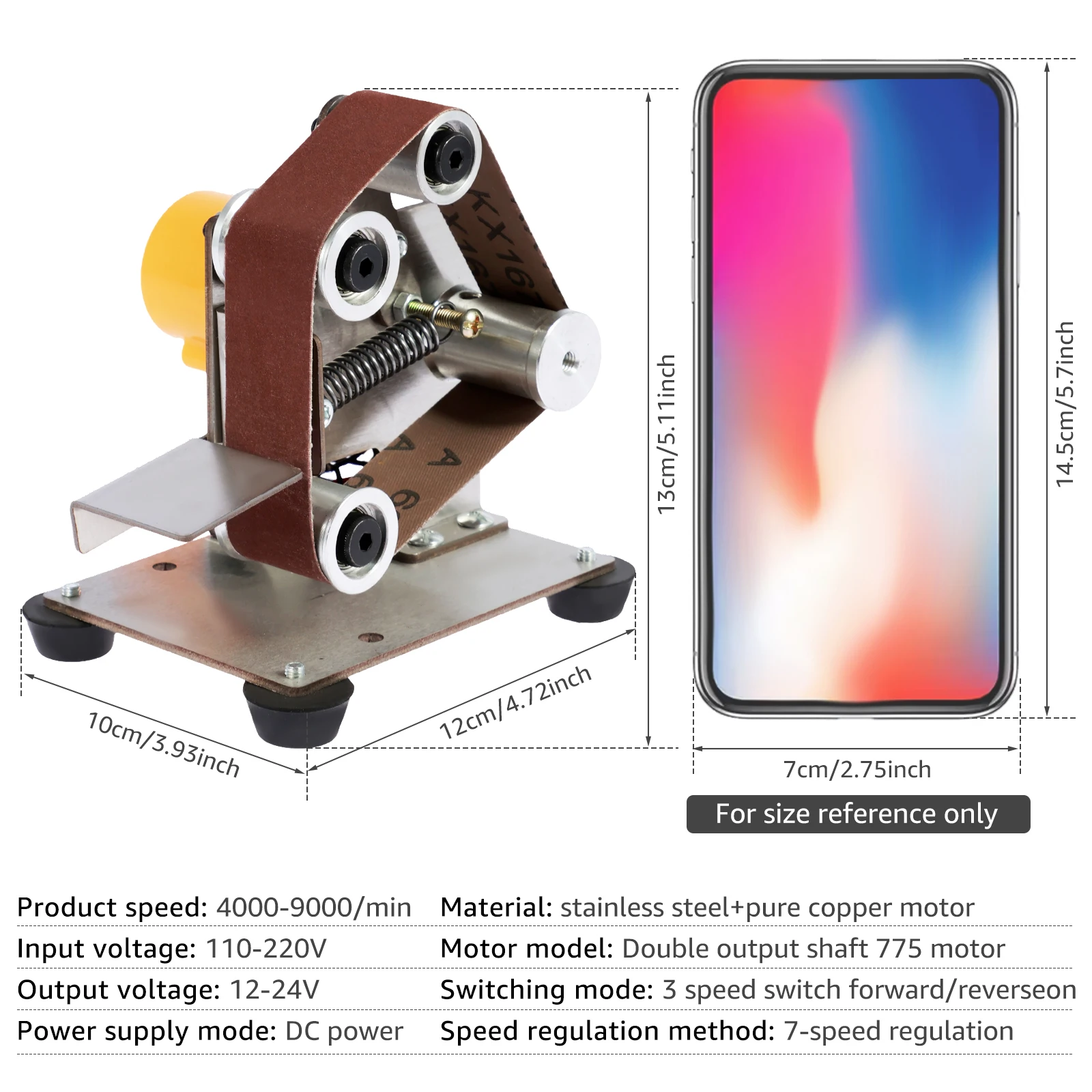 Mini Electric Belt Sander DIY Fine Polishing Metal Jewelry Wood Cutter Edges Sharpener Multifunctional Grinder Power Home Tool