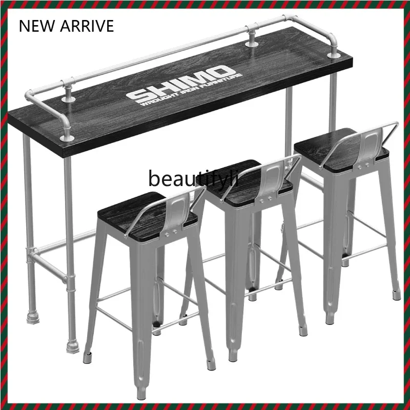 

newMilk tea shop narrow table against the wall bar high table balcony simple dining table commercialss1001