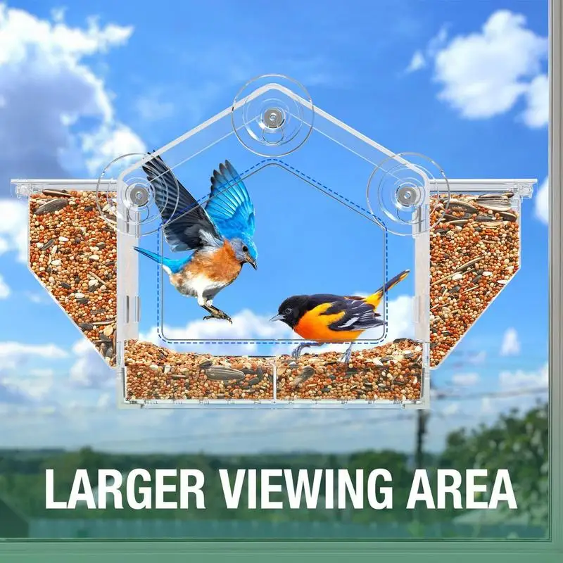 

Bird Window Feeder Clear Acrylic Horizontal Bird Feeder Squirrel Proof Design Pet Food Storage Supplies For Macaws Sparrows