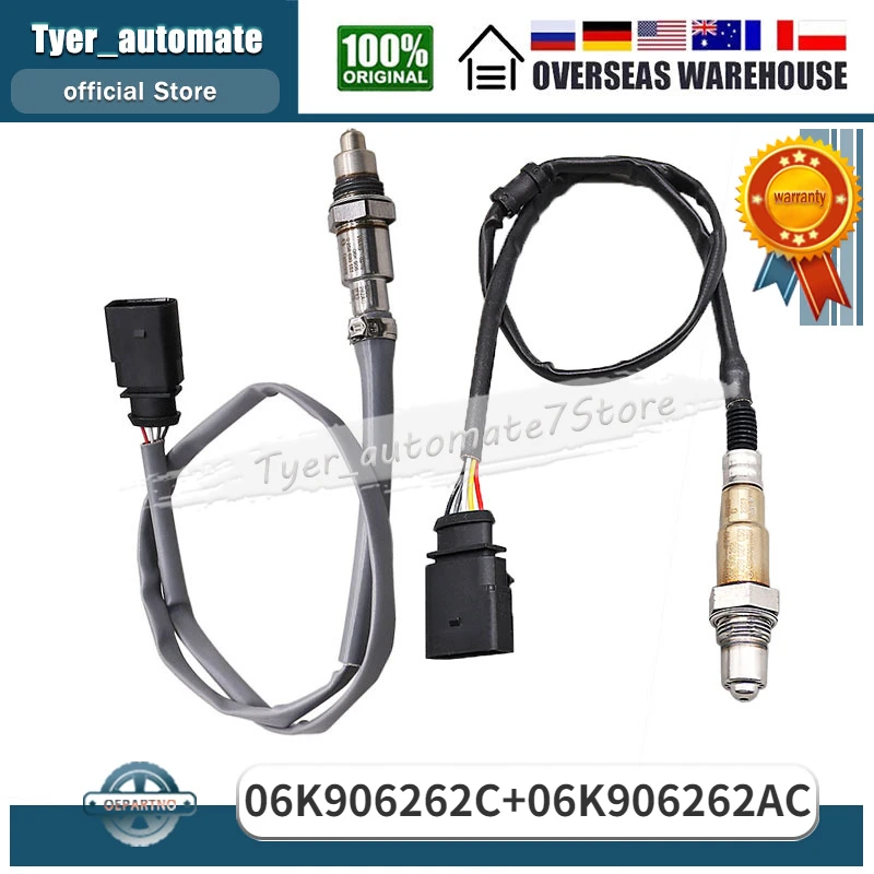 2Pcs Oxygen Sensor O2 Sensor Lambda Sensor 06K906262C 06K906262AC For 2015-2019 VOLKSWAGEN GOLF 1.8T 2015 2016 AUDI A3 1.8T