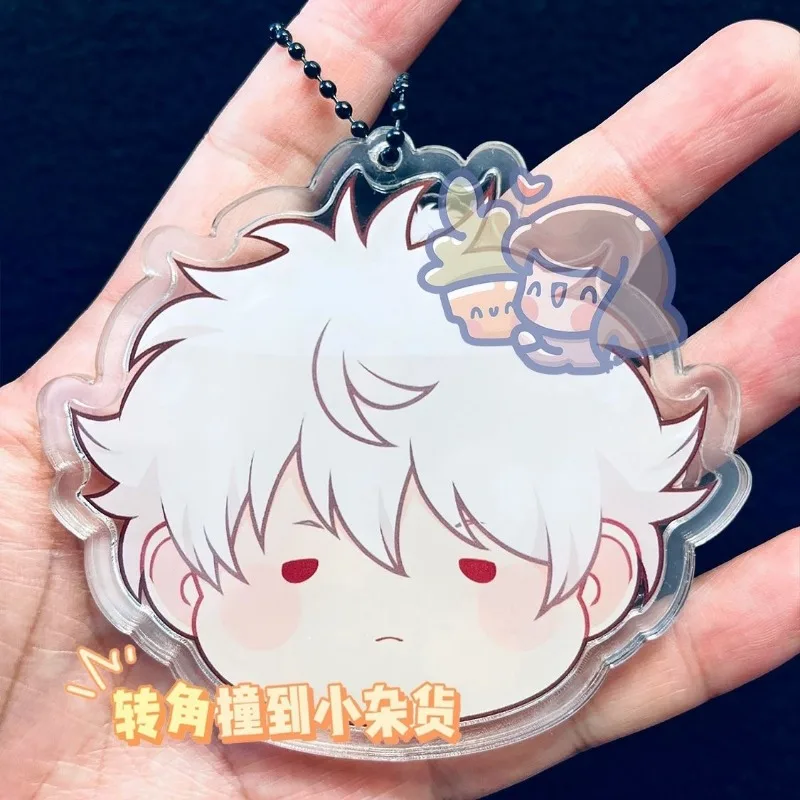 Sakata Gintoki Hijikata Toushirou Anime Keychian Shake Fighter Men GINTAMA Acrylic Keyring Figures Stand Bags Pendant Kids Gift