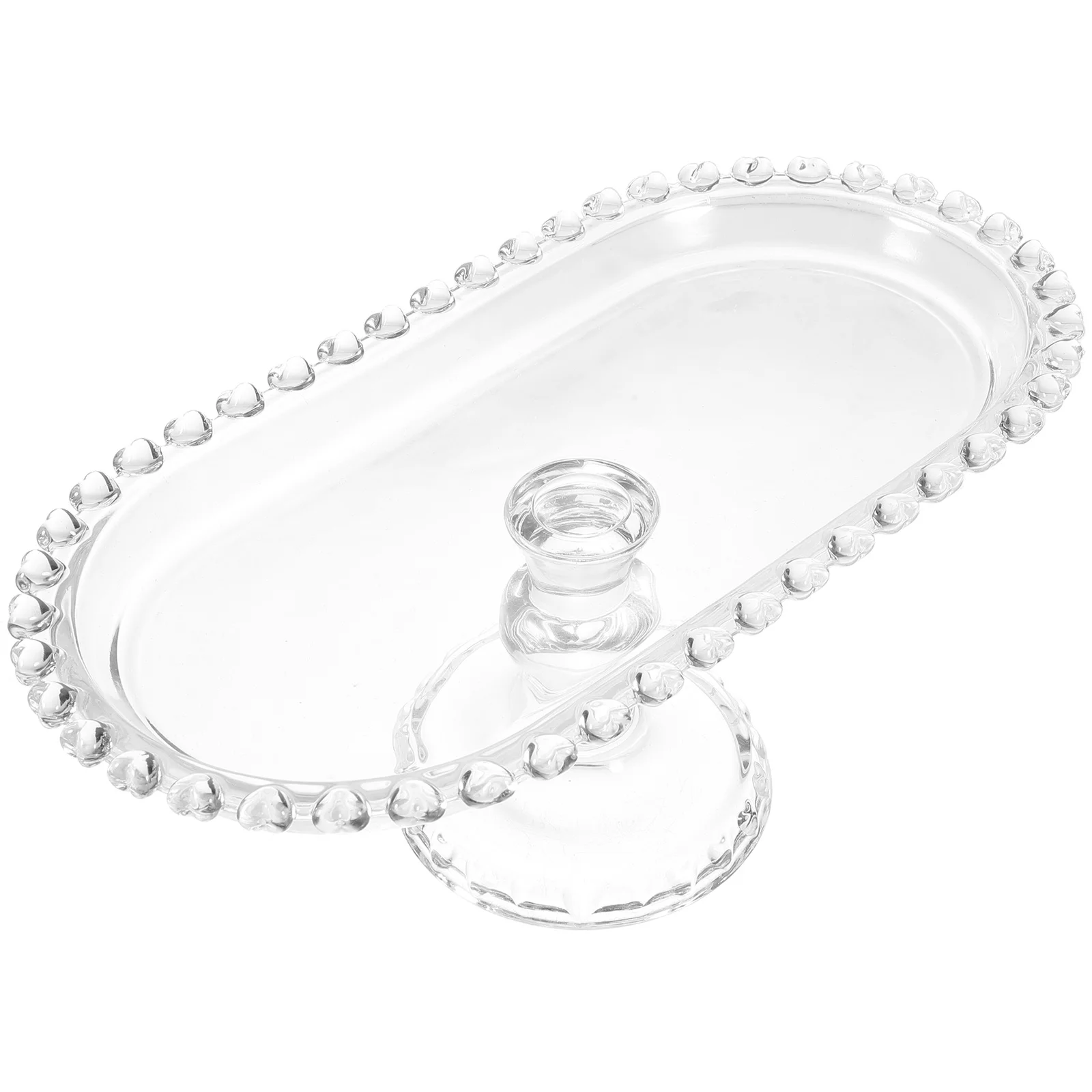 

Oval Glass Fruit Serving Plate Footed Cake Stand Dessert Organizer Multipurpose Snack Tray Vintage Candy Dish Glass Fruit Plate